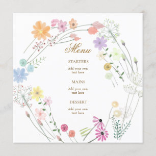 menú de flores silvestres acuarela