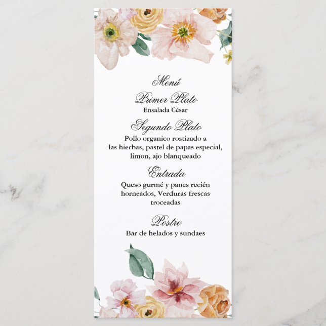 Menú de flores silvestres de primavera (Anverso)