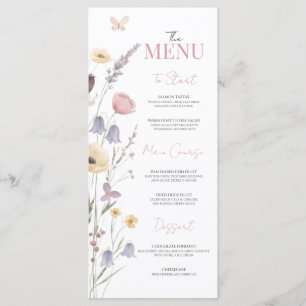 Menu de flores silvestres para la fiesta de revela