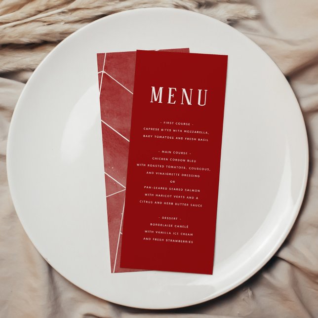 Menú de Gala Geométrico de Acuarela Roja (Red Watercolor Geometric Gala Menu)