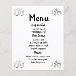 Menú de gatos Partido de la Boda Blanca Negra Kitt