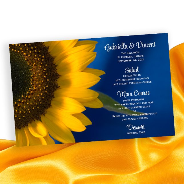Menú de girasol amarillo en Boda azul (Subido por el creador)