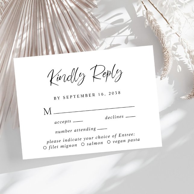 Menú de guión moderno Tarjeta RSVP de Boda (Subido por el creador)