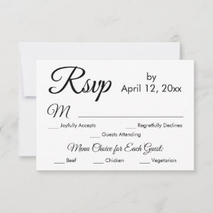 Menú de guión sencillo elegante Elección Boda RSVP