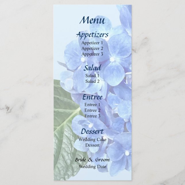 Menú de Hortensia Azul (Anverso)