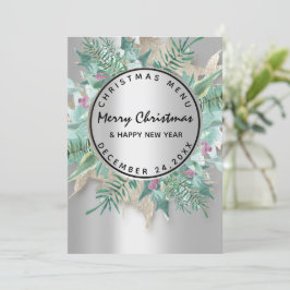 Menú de invierno de Nochebuena Floral plateado