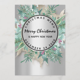 Menú de invierno de Nochebuena Floral plateado