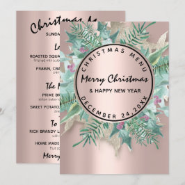 Menú de invierno de Nochebuena floral rosa