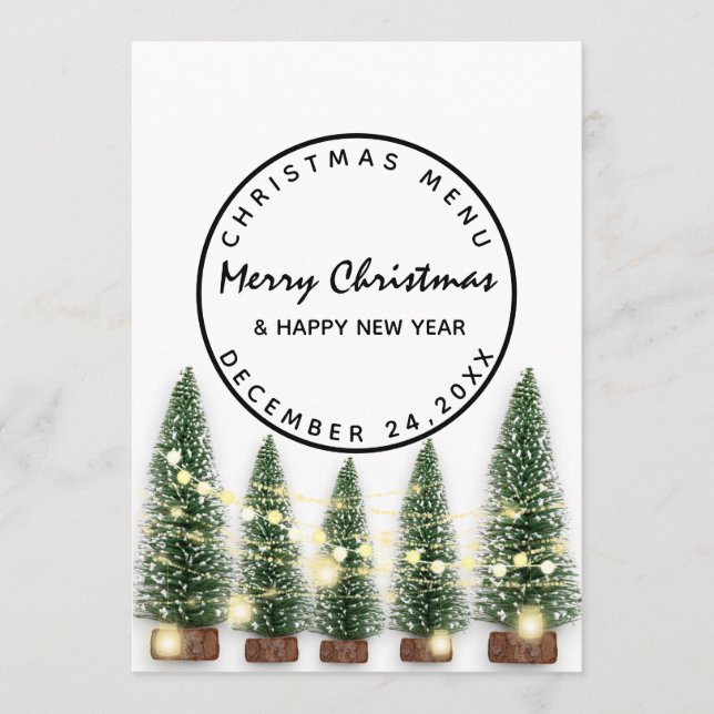 Menú de invierno de Nochebuena Ligero Verde Blanco (Anverso)