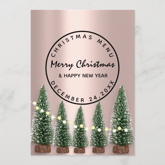 Menú de invierno de Nochebuena Rosa Verde Claro (Anverso)