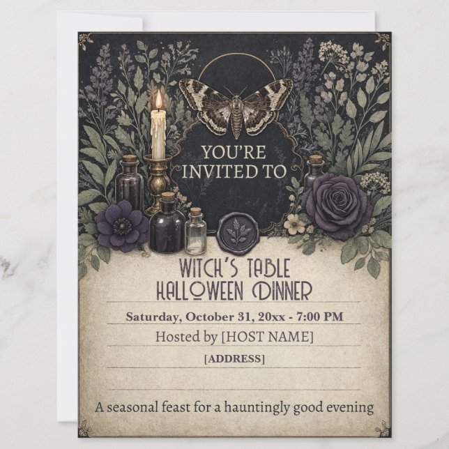 Menú de Invitación de Halloween de la Mesa de la B (Anverso)