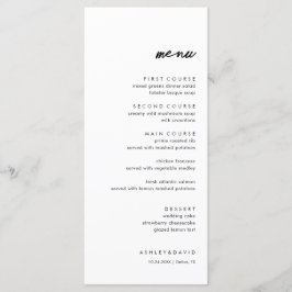 Menú de invitados Boda simple y minimalista