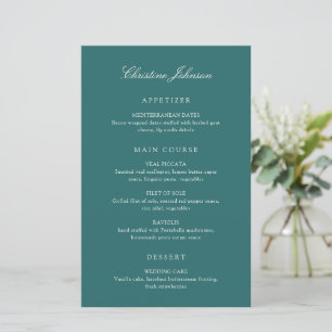 Menú de Invitados Clásico Verde Azulado Dinero Ant