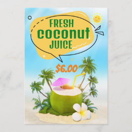 Menú de jugo de coco fresco