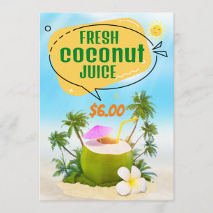 Menú de jugo de coco fresco