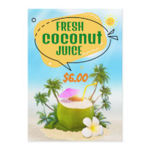 Menú de jugo de coco fresco
