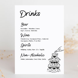 Menú de la barra de bebidas Rótulo Boda Minimalist