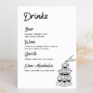 Menú de la barra de bebidas Rótulo Boda Minimalist