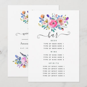 Menú de la barra de bodas de la inventiva floral d