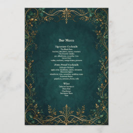 Menú de la barra de cena de boda del bosque encant