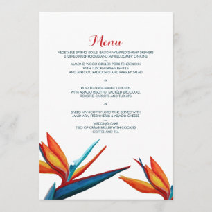 Menú de la boda de la acuarela de la ave del