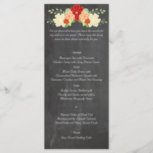 Menú de la boda de la pizarra de la flor de la