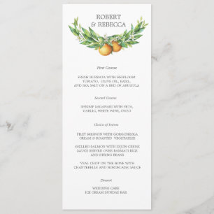 Menú de la boda de L'Orangerie
