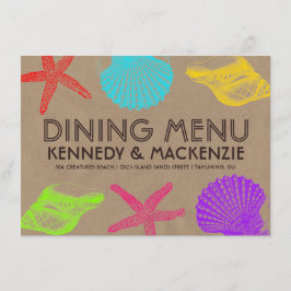 Menú de la boda del arte de la costa
