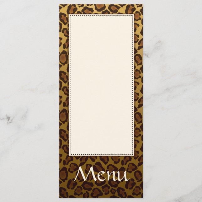 Menú de la boda del estampado leopardo - el hacer (Anverso)