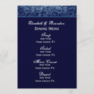 Menú de la boda del Grunge de los azules marinos