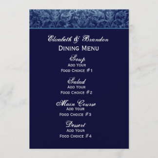 Menú de la boda del Grunge de los azules marinos