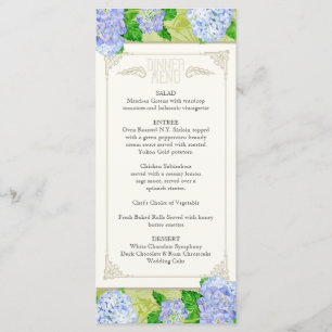 Menú de la cena Azul Hydrangea Lace Floral Formal