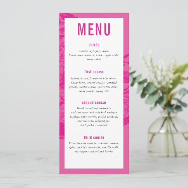 MENÚ DE LA CENA bonito florido moderno y elegante (Anverso de pie)
