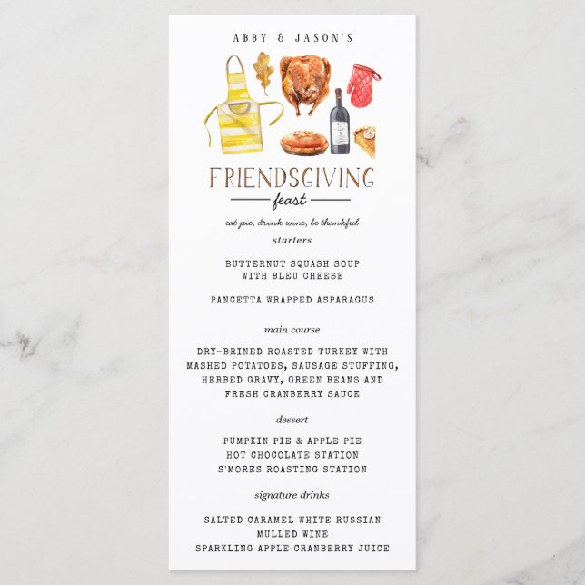 Menú de la cena del Día de Acción de Gracias (Anverso)