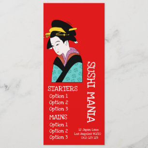 Menú de la cena del sushi del restaurante japonés