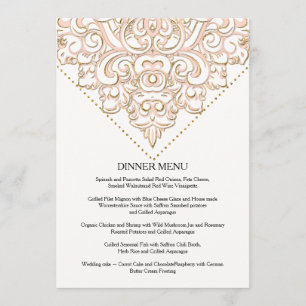 Menú De La Cena Elegante Formal Lace Scroll Swirl