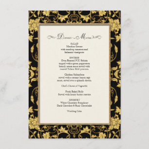 Menú de la cena Purpurina de damasco floral Boda f