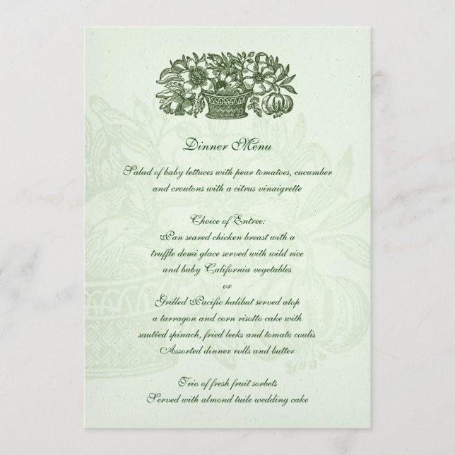 Menú de la cesta de flores Sage Classic (Anverso)