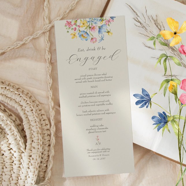 Menú de la fiesta de compromiso floral del jardín (Subido por el creador)