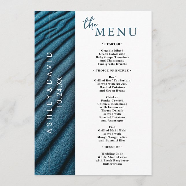 Menú de la mesa de bodas elegante Carta plana (Anverso)