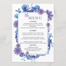 Menú de la mesa de bodas elegante Carta plana