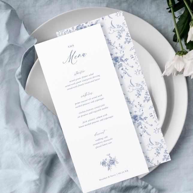Menú de la mesa del Boda azul de flores victoriano (Subido por el creador)