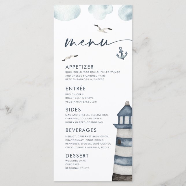 Menú de la orilla del mar (Anverso)