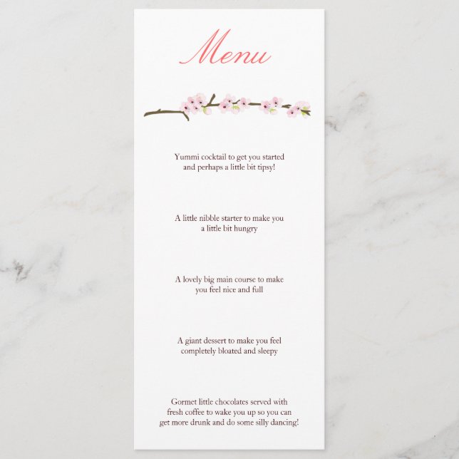 Menú de la rama de la flor de cerezo (blanco) (Anverso)