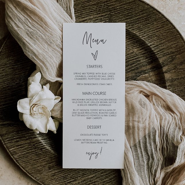 Menú de la recepción Boda Tarjeta de Comida Clásic (Subido por el creador)