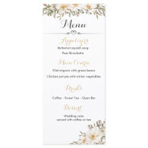 Menú de la recepción de bodas con flores de magnol