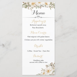 Menú de la recepción de bodas con flores de magnol