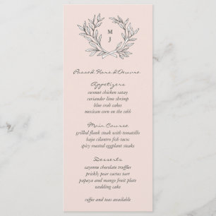 Menú de la recepción de la boda de la guirnalda de