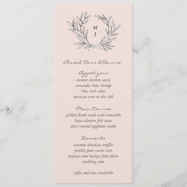 Menú de la recepción de la boda de la guirnalda de (Anverso)