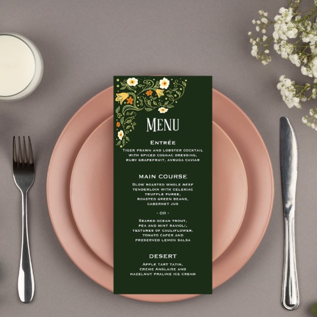 Menú de la recepción de la boda floral verde (Subido por el creador)